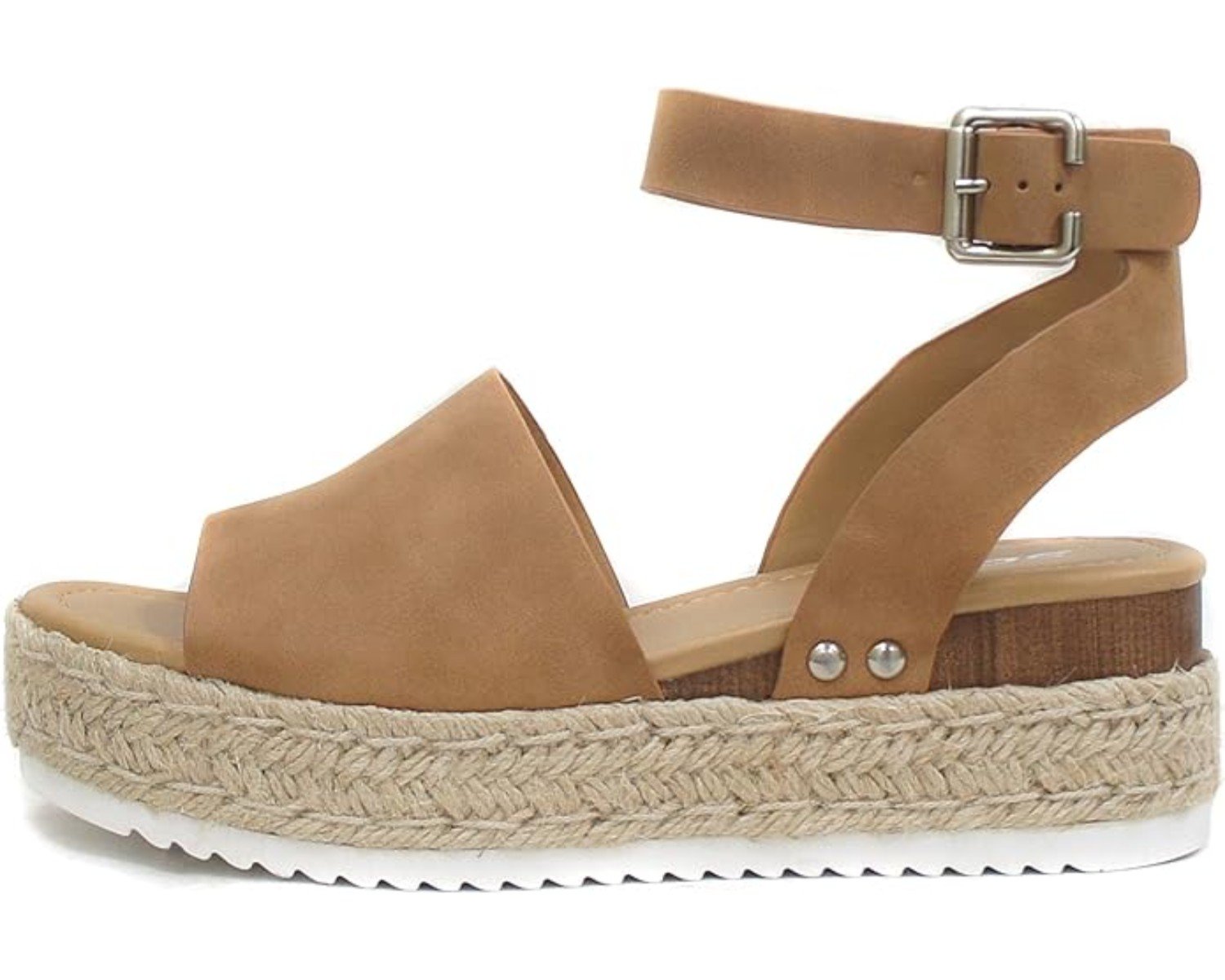 Block Heel Lug Sole Pump with Strap  by Soda Step